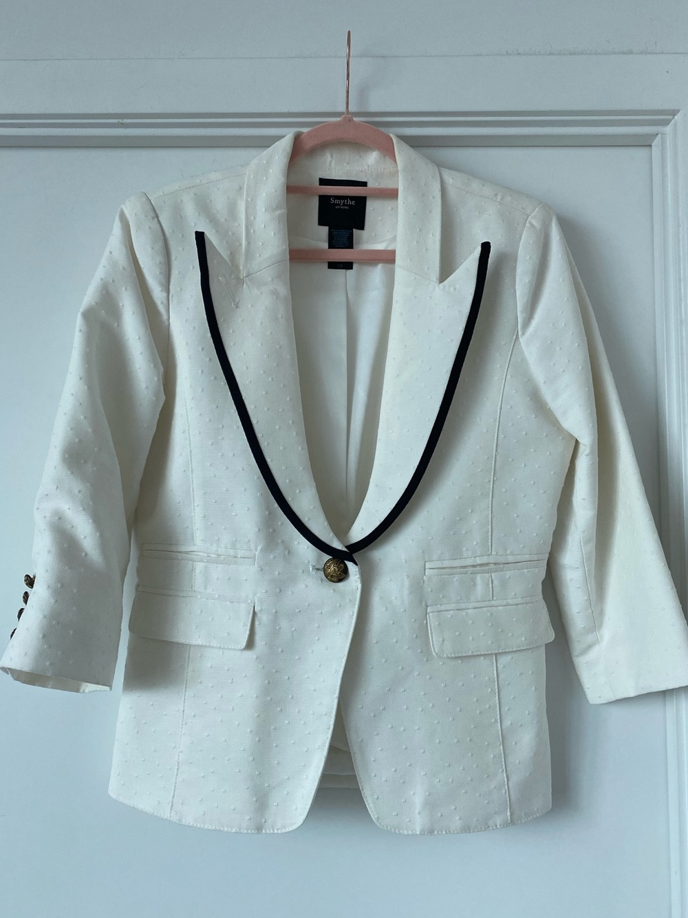 SMYTHE l  Cream Blazer with Black Trim